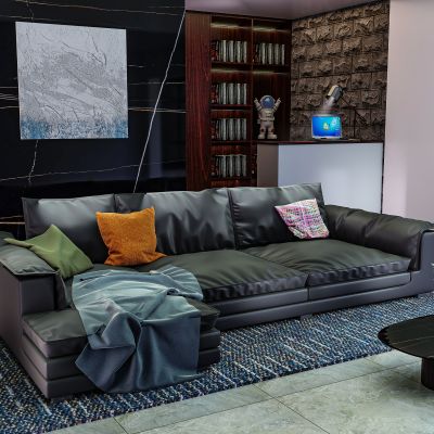 超宽大坐深科技布沙发大户型北欧现代极简风客厅意式羽绒布艺沙发