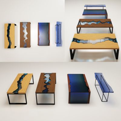 新中式河流桌茶台餐桌