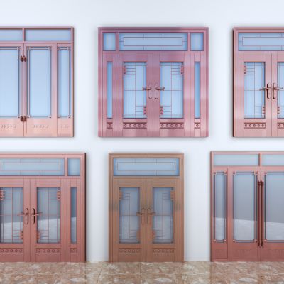 新中式入户门玻璃门花格门拉丝门铜门