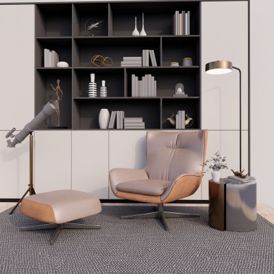 现代风格休闲椅 摆件 书柜