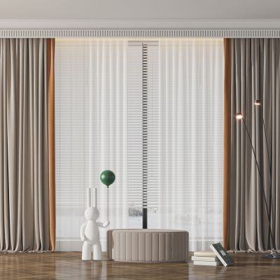 现代灰色窗帘纱帘