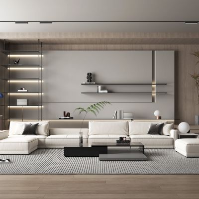 现代风格的客厅  ，沙发，茶几