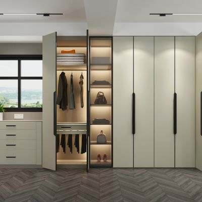 现代衣帽间，梳妆台，衣柜