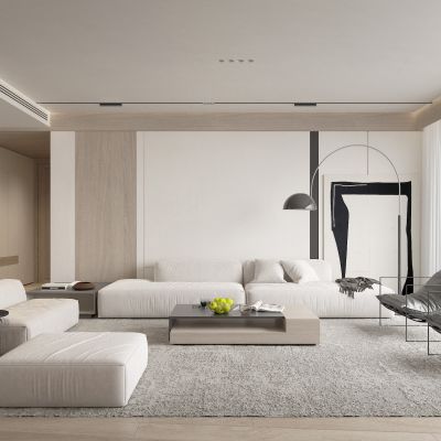 现代风格的客厅  ，沙发，  茶几