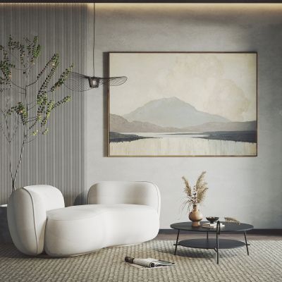 侘寂单人沙发 茶几组合 挂画