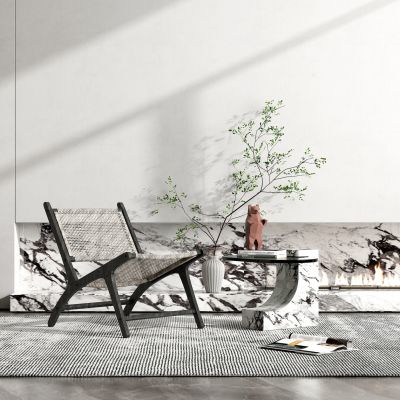 现代单椅边几组合