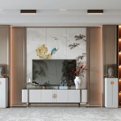 新中式电视背景墙