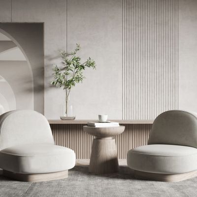 侘寂单人沙发 茶几