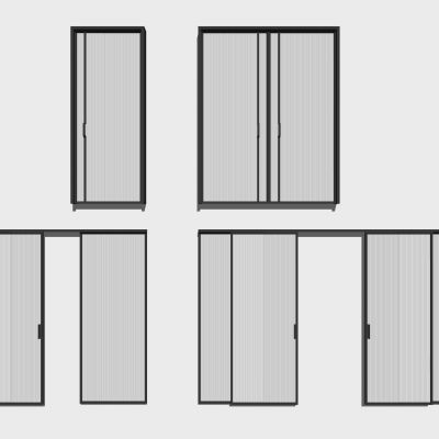 现代玻璃推拉门组合