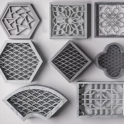 新中式窗户组合 镂空花窗