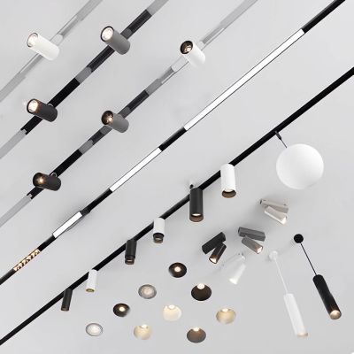 现代筒灯射灯 轨道灯 磁吸灯组合