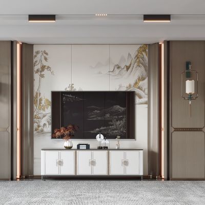 新中式电视背景墙