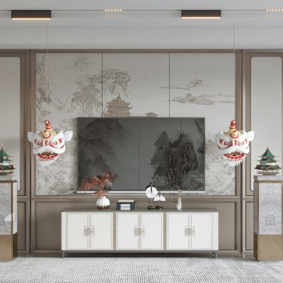 新中式电视背景墙