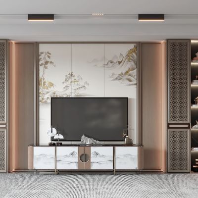 新中式电视背景墙