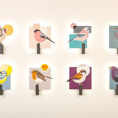 现代潮玩鸟类插画壁灯3D卡通