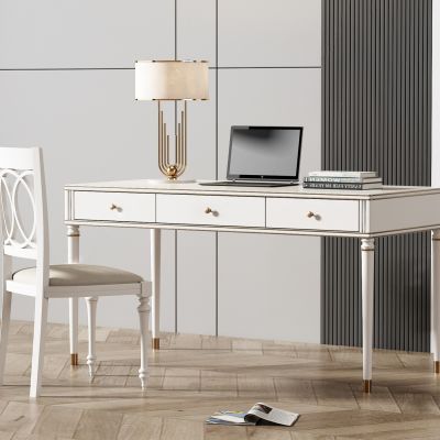 美式白色书桌椅