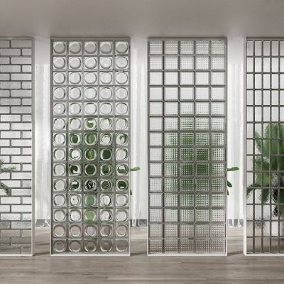 现代水纹玻璃砖 屏风 隔断