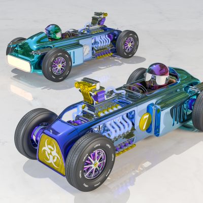 现代潮玩科幻赛车跑车美陈摆件