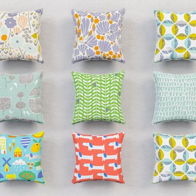 现代家居棉麻抱枕美陈摆件3D卡通