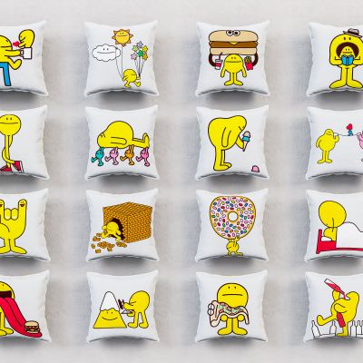 现代家居棉麻抱枕美陈摆件3D卡通