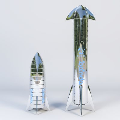 现代潮玩火箭美陈摆件3D卡通