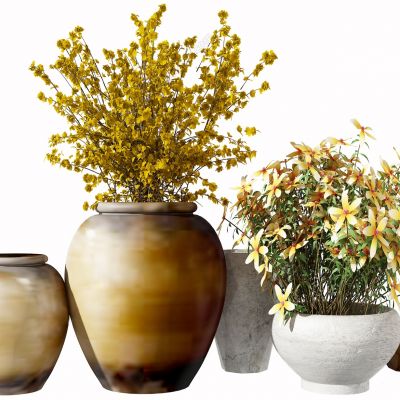 现代陶罐花瓶花艺