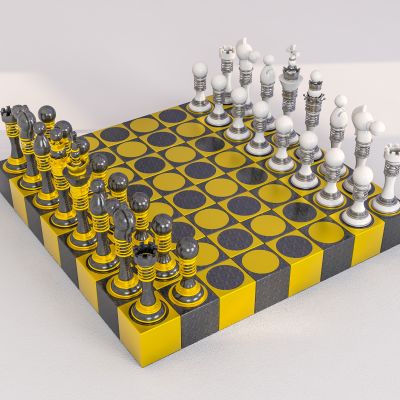 现代潮玩国际象棋美陈摆件3D卡通