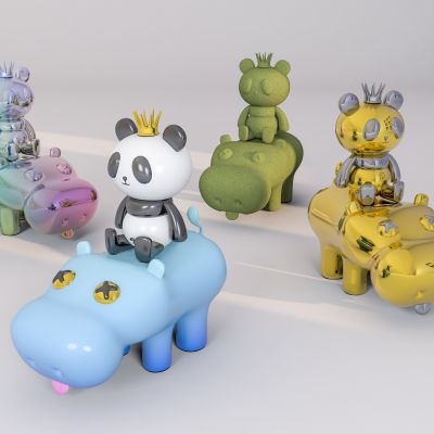 现代潮玩人偶美陈摆件3D卡通