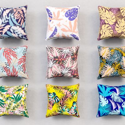 现代家居棉麻抱枕美陈摆件3D卡通