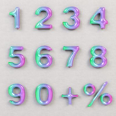 现代潮玩数字装饰气球美陈3D卡通