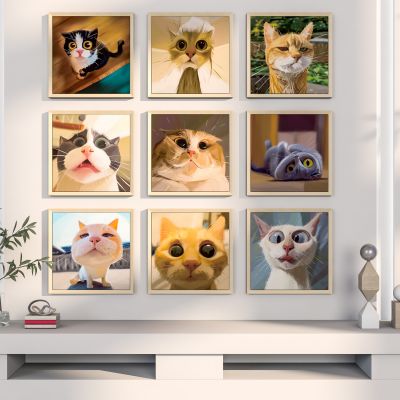 现代北欧猫咪插画装饰画美陈