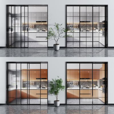 现代推拉门 玻璃门 极窄门 厨房门 阳台门