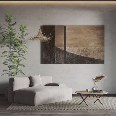 侘寂单人沙发 挂画 盆栽