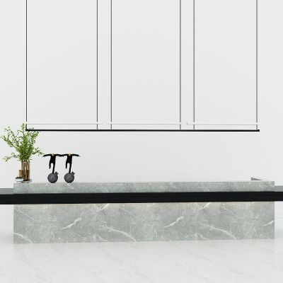 现代前台，接待台，服务台，前台吊灯