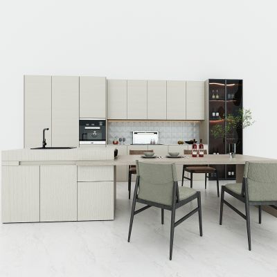 现代敞开厨房橱柜，岛台，西厨岛台餐桌椅，中岛台，橱柜酒柜一体柜，消毒柜