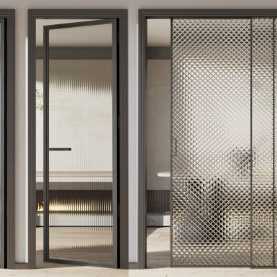 现代单开门 玻璃门 玻璃推拉门 磨砂玻璃门