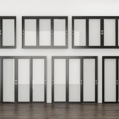 现代玻璃推拉门 推拉窗组合