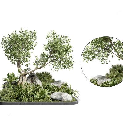 现代户外景观植物堆