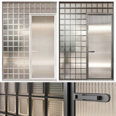 现代玻璃隔断 屏风 玻璃门 单开门