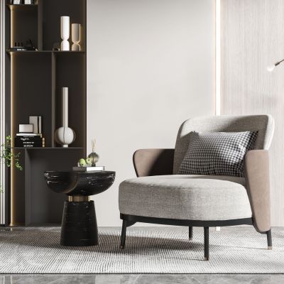 现代休闲椅 边几角几 装饰柜 绿植 吊灯