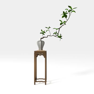 新中式花几盆栽