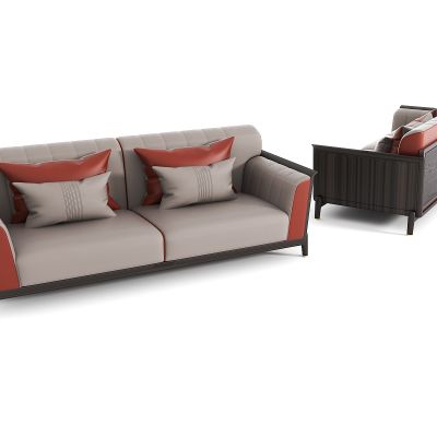 新中式双人沙发