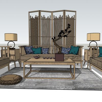 新中式沙发组合