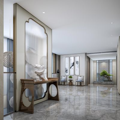 新中式别墅玄关过道