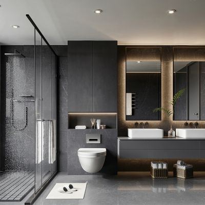 现代卫生间 卫浴镜 卫浴柜 洗手台盆 洗手台