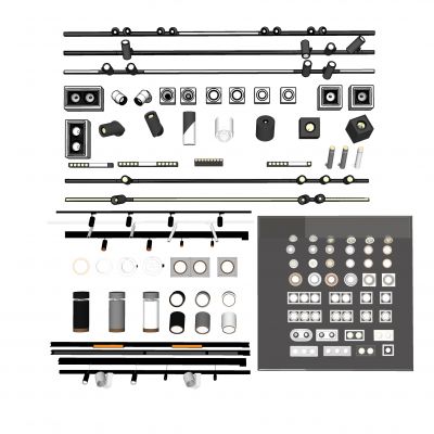 筒灯组合,明装+暗装射灯，无主灯，筒灯