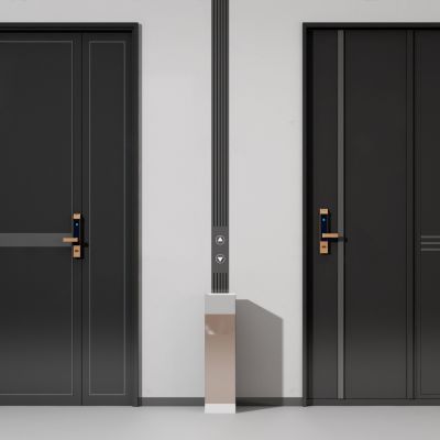 现代单开门 入户门 密码门 防盗门 子母门