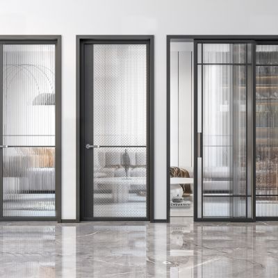 现代玻璃门推拉门组合