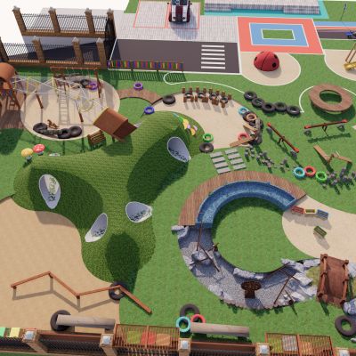 幼儿园院子儿童娱乐