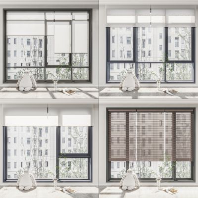 现代落地窗 百叶窗